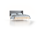 Bett Tonda mit Polsterbetthaupt, 160 x 200 cm, Wollstoff Stavang Kiesel (62), Zirbe