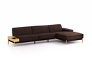 Lounge-Sofa Alani Liegeteil inkl. fixer Armlehne rechts, 340x179x82 cm, Sitzhöhe 44 cm, Eiche, mit Bezug Wollstoff Stavang Torf