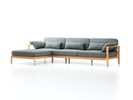 Loungesofa Linera, breit mit Liegeteil links, Wollstoff Elverum Mocca (73), Buche