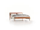 Bett Almeno mit Kopfhaupt inkl. wechselbarer Housse, 160 x 200 cm, Wollstoff Elverum Ziegel (85), Eiche