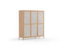 Kleiderschrank Tenso 3-türig, Wollstoff Tano Natur Hell, Buche
