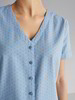 Bluse-kurzarm, jeans blau