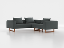 Ecksofa Sereno inkl. 3 Kissen (70x55 cm), Eckteil links, B 246 x T 235 cm, Kufenfuß, mit Bezug Wollstoff Elverum Grüngrau (84), Buche