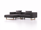 Lounge-Sofa Sereno, B267xT180xH71 cm, Sitzhöhe 43 cm, mit Liegeteil links inkl. 2 Kissen (70x55 cm), Kufenfuß Eiche, Wollstoff Stavang Stein