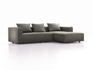 Lounge-Sofa Sereno, bodennah, B297xT180xH71 cm, Sitzhöhe 43 cm, mit Liegeteil rechts inkl. 3 Kissen (70x55 cm), Buche, Wollstoff Elverum Mocca