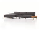 Lounge-Sofa Alani, B 340 x T 179 cm, Liegeteil links, Sitzhöhe in cm 44, mit Bezug Wollstoff Elverum Mocca (73), Eiche