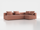 Ecksofa Sereno mit Schlaffunktion inkl. 4 Kissen (70x55 cm), Bodennah, B 300 x T180 cm, Eckteil rechts, mit Bezug Wollstoff Elverum Ziegel (85), Buche