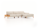 Lounge-Sofa Alani, B 300 x T 179 cm, Liegeteil rechts, Sitzhöhe in cm 44, mit Bezug Wollstoff Tano Natur Hell (80), Buche
