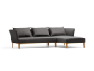 Lorea Lounge-Sofa, Liegeteil rechts, Eiche, mit Bezug Wollstoff Stavang Schiefer