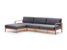 Loungesofa Linera, breit mit Liegeteil links, Wollstoff Stavang Stein, Buche