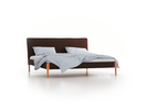 Bett Lorea mit Polsterbetthaupt, 200 x 210 cm, Wollstoff Stavang Torf (64), Buche