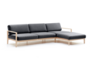 Loungesofa Linera, breit mit Liegeteil rechts, Wollstoff Stavang Schiefer, Esche