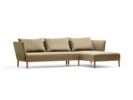 Lorea Lounge-Sofa, Liegeteil rechts, Buche, mit Bezug Wollstoff Kaland Haselnuss