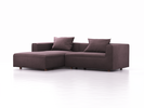 Lounge-Sofa Sereno, bodennah, B267xT180xH71 cm, Sitzhöhe 43 cm, mit Liegeteil links inkl. 2 Kissen (70x55 cm), Buche, Wollstoff Elverum Pflaume
