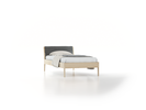 Bett Almeno mit Kopfhaupt inkl. abnehmbare Housse, 100 x 200 cm, Wollstoff Elverum Mocca (73), Esche