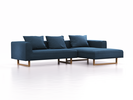Lounge-Sofa Sereno, B297xT180xH71 cm, Sitzhöhe 43 cm, mit Liegeteil rechts inkl. 3 Kissen (70x55 cm), Kufenfuß Eiche, Wollstoff Elverum Ozean