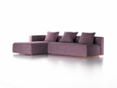 Lounge-Sofa Sereno mit Schlaffunktion inkl. 3 Kissen (70x55 cm), B 320,5 x T 180 cm, Bodennah, Liegeteil links, Buche, mit Bezug Wollstoff Elverum Pflaume (76)