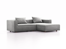 Lounge-Sofa Sereno, bodennah, B267xT180xH71 cm, Sitzhöhe 43 cm, mit Liegeteil rechts inkl. 2 Kissen (70x55 cm), Buche, Wollstoff Kaland Kiesel