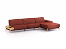 Lounge-Sofa Alani Liegeteil inkl. fixer Armlehne rechts, 340x179x82 cm, Sitzhöhe 44 cm, Eiche, mit Bezug Wollstoff Kaland Ziegel