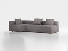 Ecksofa Sereno mit Schlaffunktion inkl. 3 Kissen (70x55 cm), Bodennah, B 300 x T 150 cm, Eckteil links, mit Bezug Wollstoff Elverum Mocca (73), Buche