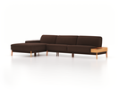 Lounge-Sofa Alani, B 340 x T 179 cm, Liegeteil links, Sitzhöhe in cm 44, mit Bezug Wollstoff Kaland Torf (70), Buche
