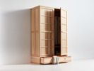 Kleiderschrank Hiraki 2türig mit Ladenkonsole, Türen Holzfüllung, Kernesche