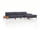 Lounge-Sofa Alani, B 340 x T 179 cm, Liegeteil rechts, Sitzhöhe in cm 44, mit Bezug Wollstoff Elverum Torfblau (82), Eiche
