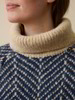 Pullover aus Alpakawolle und Bio-Baumwolle, strick fischgrat blau/weiß