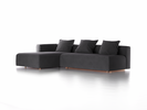 Lounge-Sofa Sereno mit Schlaffunktion inkl. 3 Kissen (70x55 cm), B 320,5 x T 180 cm, Bodennah, Liegeteil links, Buche, mit Bezug Wollstoff Kaland Mocca (69)
