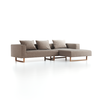 Lounge-Sofa Sereno inkl. 3 Kissen (70x55 cm), B 297 x T 180 cm, Liegeteil rechts, Kufenfuß, mit Bezug Wollstoff Tano Natur (79), Eiche