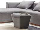 Hocker Coppini & Sofa Sereno, Wollstoff Elverum Mocca