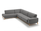 Ecksofa Alani, Buche, mit Bezug Wollstoff Tartini Granit