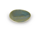 Teller aus Porzellan, glasiert mit Blätterskelett, olive