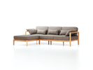 Loungesofa Linera, schmal mit Liegeteil links, Wollstoff Tano Natur (79), Buche