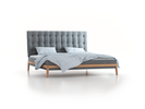 Polsterbett Filomena, 200 x 210 cm, Wollstoff Kaland Kiesel (68), Eiche