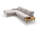 Lounge-Sofa Alani, Liegeteil links, Sitzhöhe in cm 44, mit Bezug Wollstoff Tano Natur, Eiche