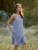 Kleid- A-Linie, 02 streifen plissiert blau