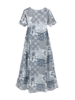 Kleid bedruckt Graublau Rückansicht
