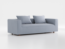 3er-Sofa Sereno B 235 x T 96 cm, inkl. 2 Kissen (70x55 cm), Bodennah, mit Bezug Wollstoff Elverum Blaugrau (83), Eiche