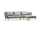 Lorea Lounge-Sofa, Liegeteil rechts, Buche, mit Bezug Wollstoff Kaland Kiesel