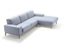 Lounge-Sofa Alani Liegeteil inkl. fixer Armlehne rechts, Eiche, mit Bezug Wollstoff Tartini Taubenblau