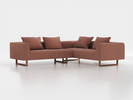 Ecksofa Sereno inkl. 4 Kissen (70x55 cm), Eckteil rechts, B 276 x T 235 cm, Kufenfuß, mit Bezug Wollstoff Elverum Ziegel (85), Eiche
