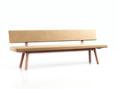Polsterbank Mirato mit Rückenlehne, Buche, Bezug Wollstoff Elverum Haselnuss, L 240 x T 56,5 x H 86 cm