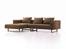 Lounge-Sofa Sereno, B297xT180xH71 cm, Sitzhöhe 43 cm, mit Liegeteil links inkl. 3 Kissen (70x55 cm), Kufenfuß Eiche, Wollstoff Stavang Haselnuss