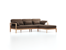 Loungesofa Linera, schmal mit Liegeteil rechts, Wollstoff Kaland Torf (70), Eiche