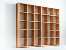 Bücherschrank Rousseau, Breite 311 x Höhe 254 cm, Set mit 6 Fächer, Eiche