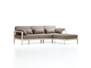 Loungesofa Linera, schmal mit Liegeteil rechts, Wollstoff Tano Natur (79), Esche