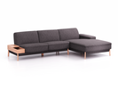 Lounge-Sofa Alani Liegeteil inkl. fixer Armlehne rechts, 300x179x82 cm, Sitzhöhe 44 cm, Buche, mit Bezug Wollstoff Stavang Stein