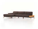 Lounge-Sofa Alani, B 340 x T 179 cm, Liegeteil links, Sitzhöhe in cm 44, mit Bezug Wollstoff Tano Natur Dunkel (81), Buche