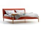 Polsterbett Lorea, Wollstoff Kaland Ziegel, Buche